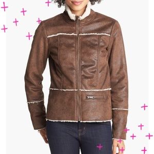 Prana Esme faux leather sherpa lined jacket size Small